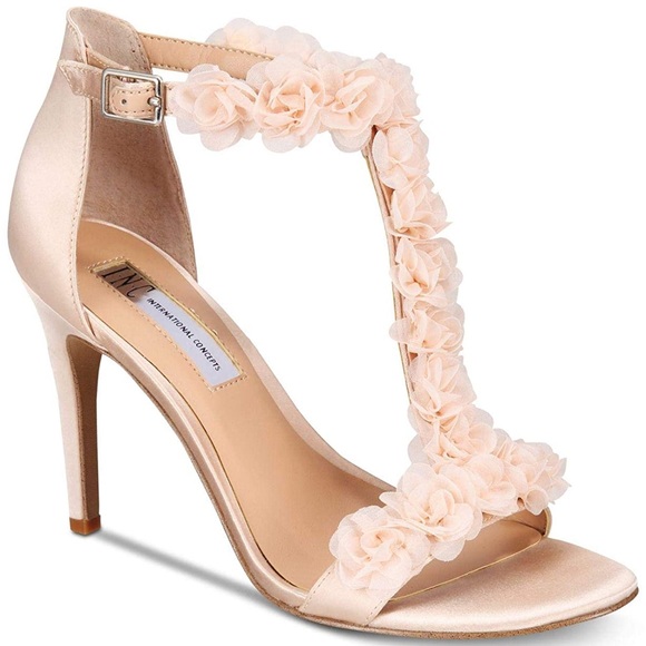 INC Women's Rosiee T-Strap Embellished Heels Beige - Picture 1 of 13